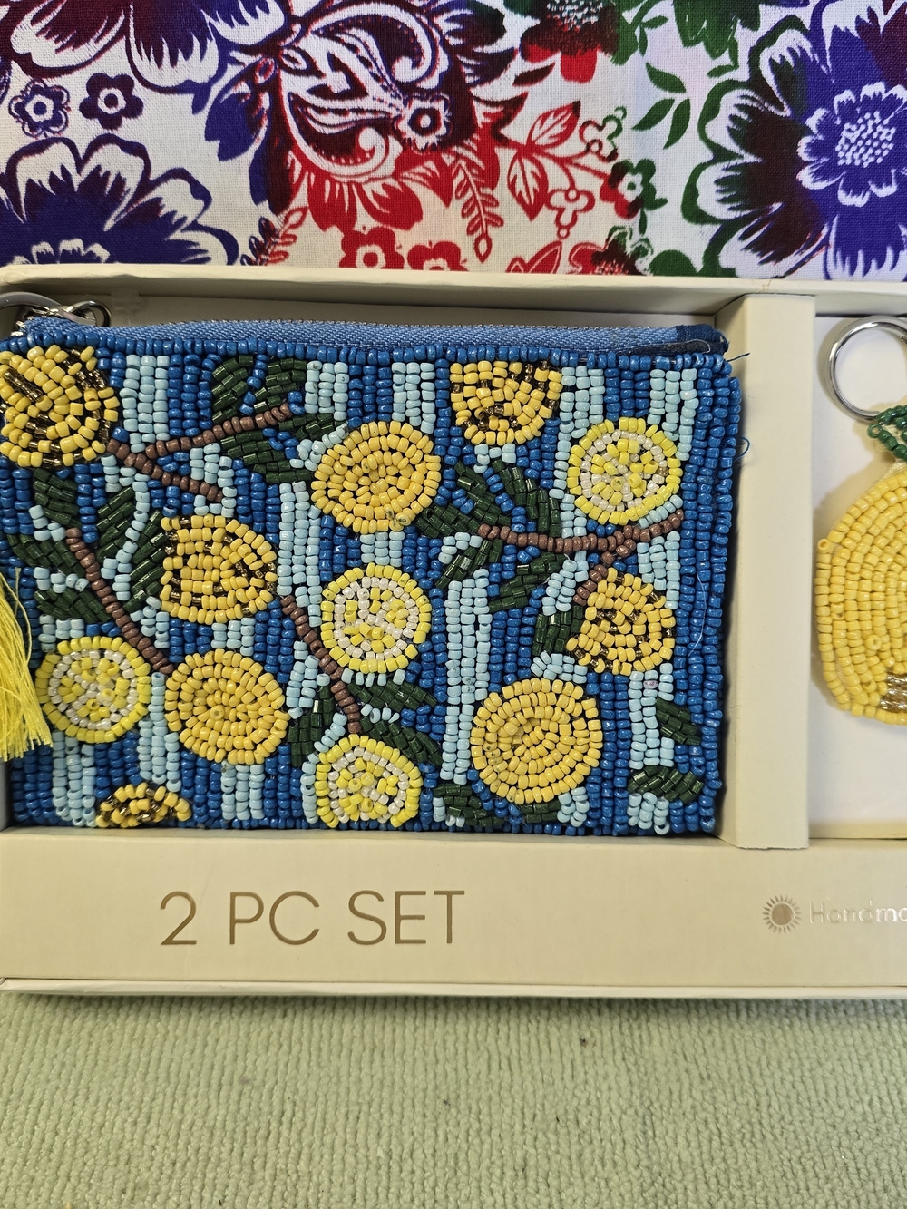 Sol and Mer Blue Lemon Beaded Pouch Set Wallet Charm Viral TikTok New Bag Purse - Picture 2 of 5